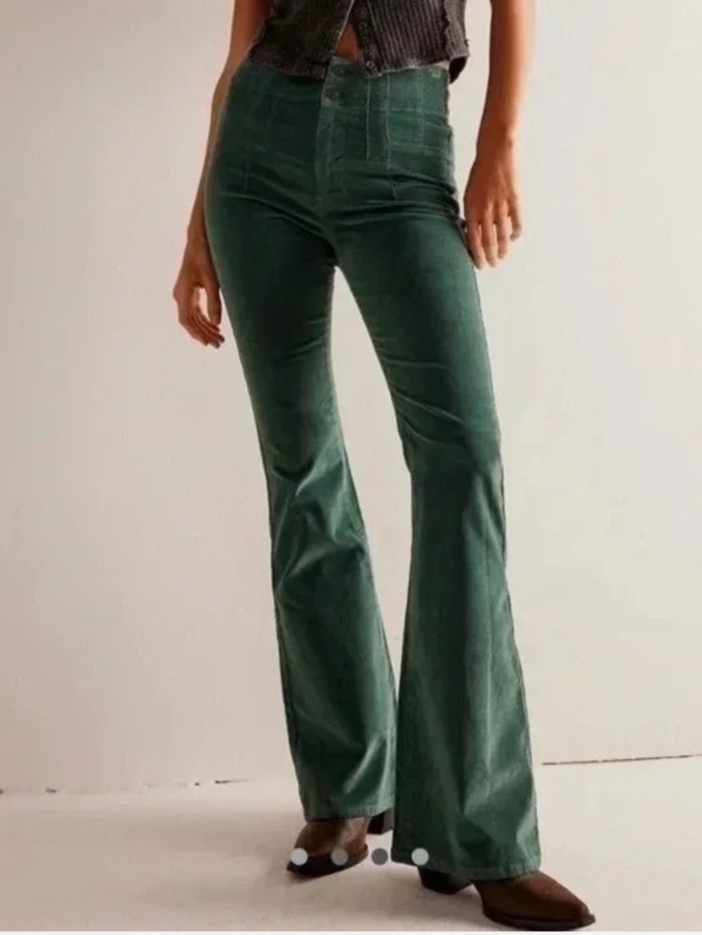 We The Free Dark Green Corduroy Flare Pants